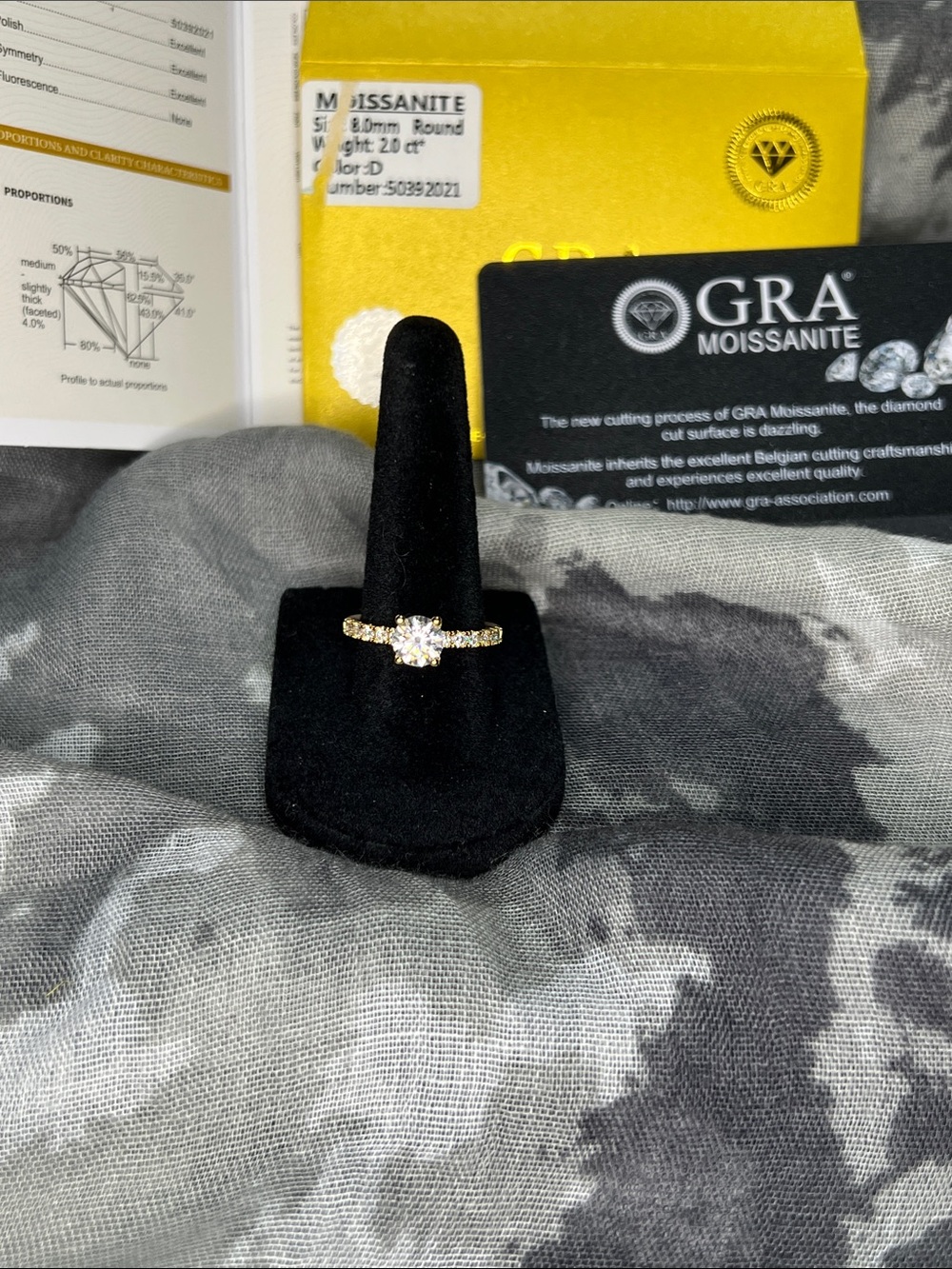 18k Gold over Sterling Silver Moissanite Round Solitaire Ring